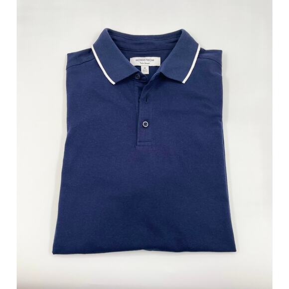 🔵 Nordstrom Tech-Smart Polo 👕 Blue w/ White Trim | Like New M (38–40) 🧼✨ - Picture 1 of 4